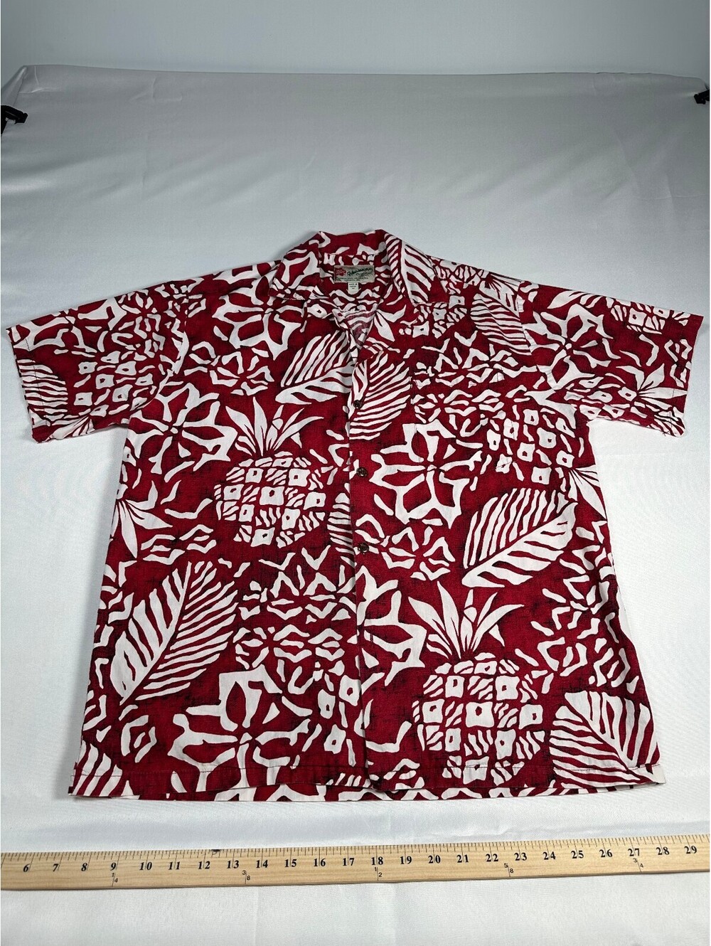 Hilo Hattie The Hawaiian Original Red & White Short Sleeve Shirt Sz Medium